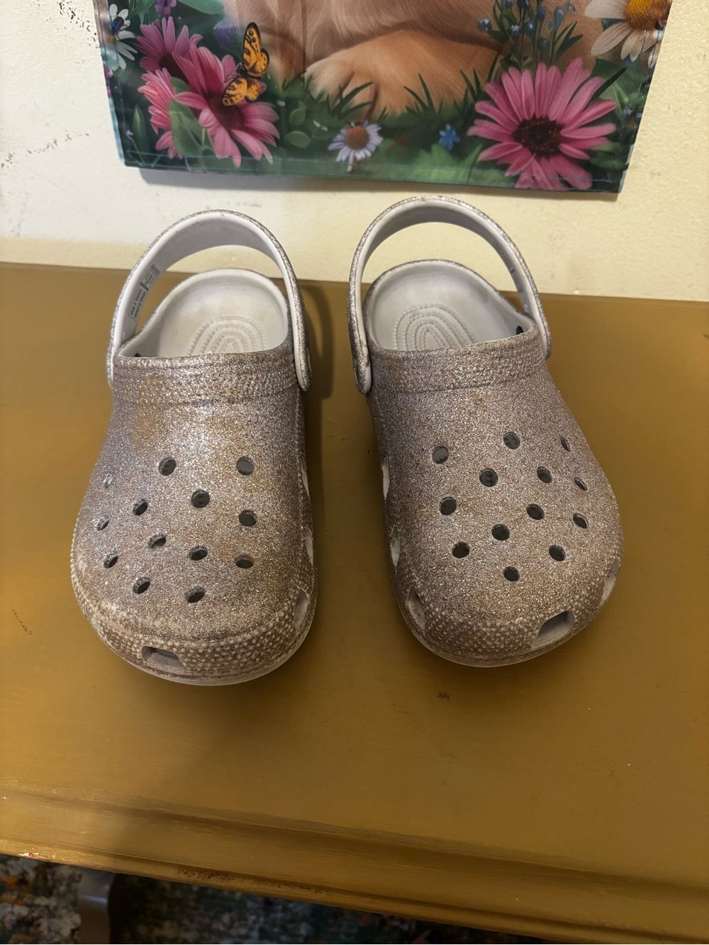 CROCS Kids Glitter Water Clogs in Sparkle Pink-Taupe J2